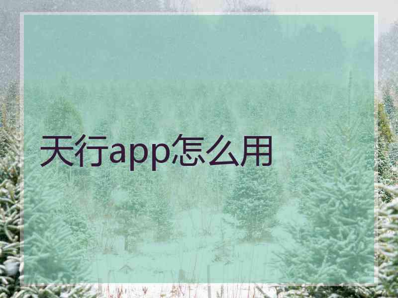 天行app怎么用